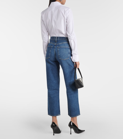 Shop Agolde Ren High-rise Cropped Straight Jeans In Blue