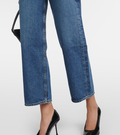 Shop Agolde Ren High-rise Cropped Straight Jeans In Blue