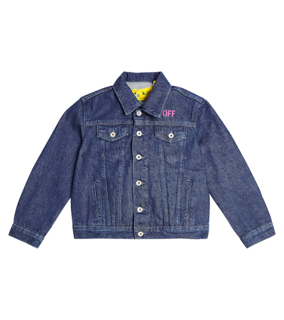 Off-white Blue Bookish Glitter Denim Jacket In Blue