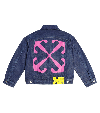 Off-white Blue Bookish Glitter Denim Jacket In Blue