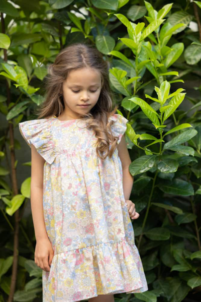 Shop Tartine Et Chocolat Floral Cotton Dress In Multicoloured