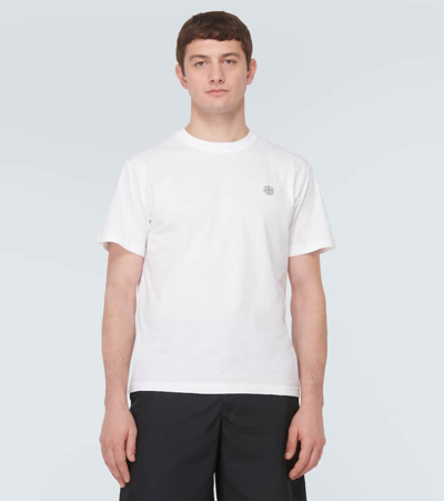 Shop Stone Island Compass Cotton Jersey T-shirt In White