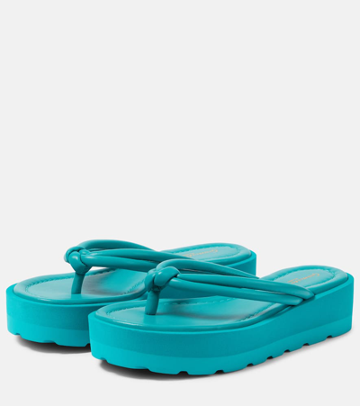 Shop Gianvito Rossi Leather Platform Thong Sandals In Blue
