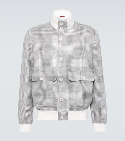 Shop Brunello Cucinelli Checked Linen, Wool And Silk Jacket In Multicoloured