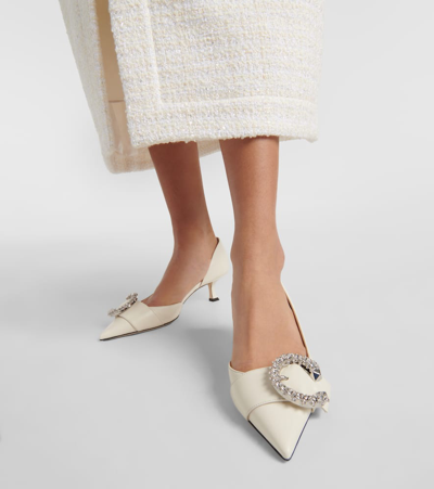 Jimmy Choo Melva 50 Embellished Leather Pumps In White