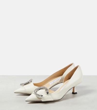 Jimmy Choo Melva 50 Embellished Leather Pumps In White