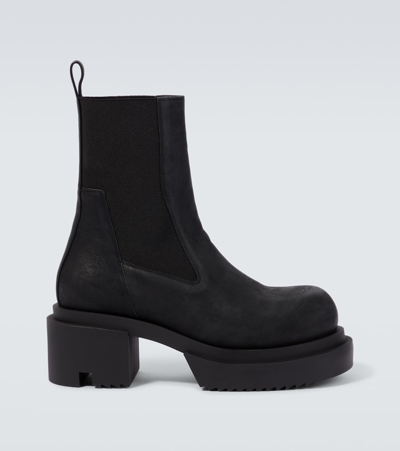 Rick Owens Chunky Sole Ankle Boots With Elastic Panels In Black