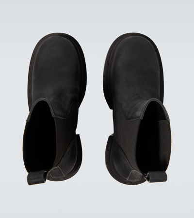 Rick Owens Chunky Sole Ankle Boots With Elastic Panels In Black