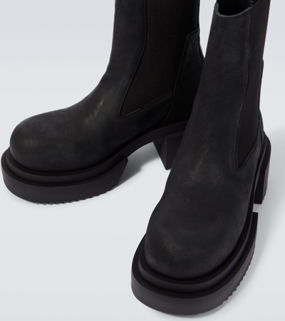 Rick Owens Chunky Sole Ankle Boots With Elastic Panels In Black