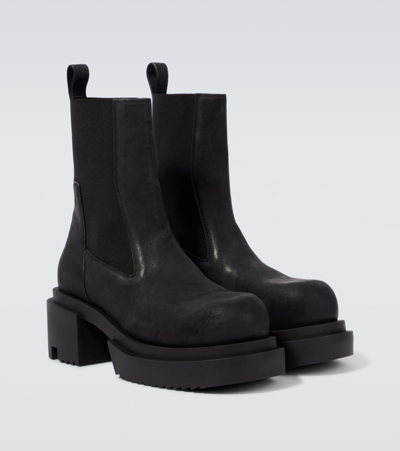 Rick Owens Chunky Sole Ankle Boots With Elastic Panels In Black