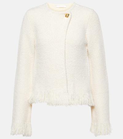 Shop Chloé Wool, Silk, And Cashmere-blend Jacket In White