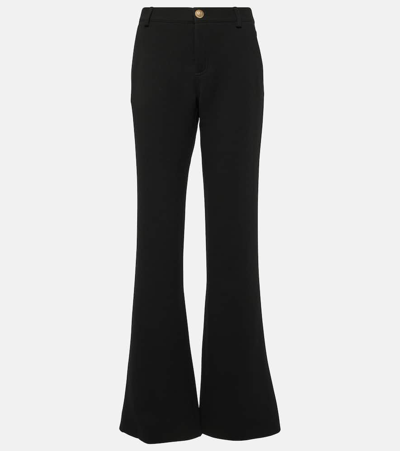 Shop Balmain Virgin Wool Crêpe Bootcut Pants In Black