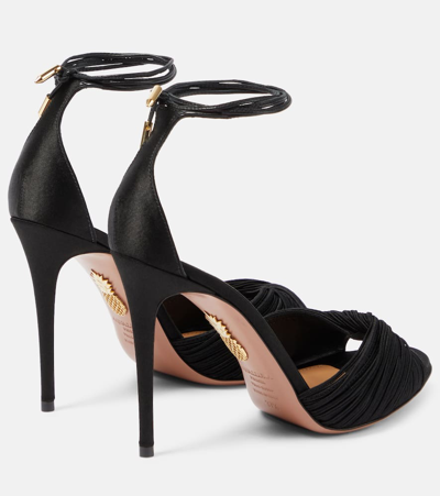 Shop Aquazzura Bellini Beauty 105 Satin Sandals In Black