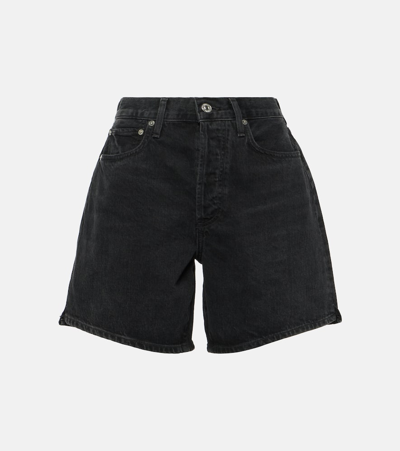 Shop Citizens Of Humanity Marlow Mid-rise Denim Shorts In Black