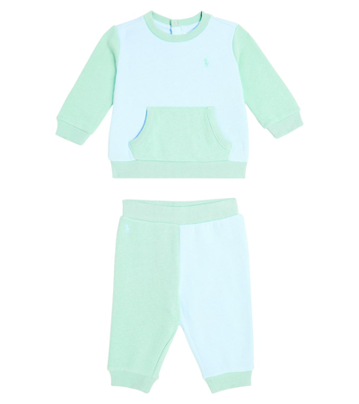 Shop Polo Ralph Lauren Baby Jersey Sweatshirt And Sweatpants Set In Multicoloured