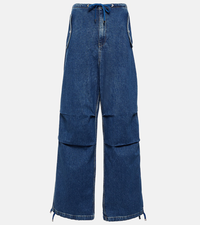 Shop Dion Lee Parachute Mid-rise Wide-leg Jeans In Blue
