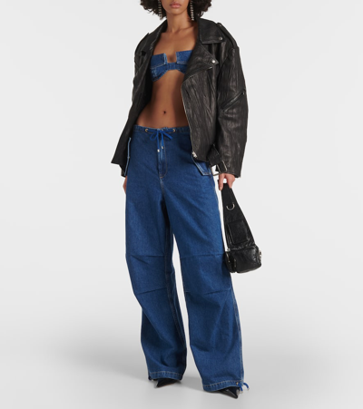 Dion Lee Parachute Mid-rise Wide-leg Jeans In Blue