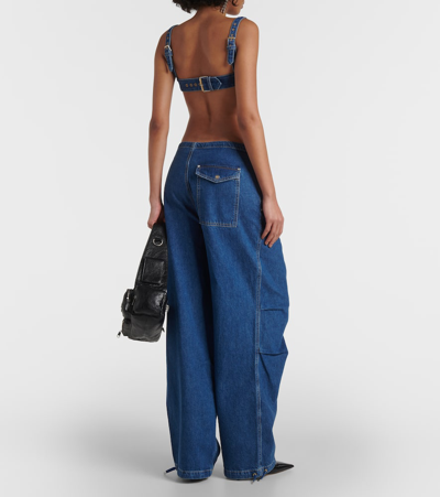 Dion Lee Parachute Mid-rise Wide-leg Jeans In Blue