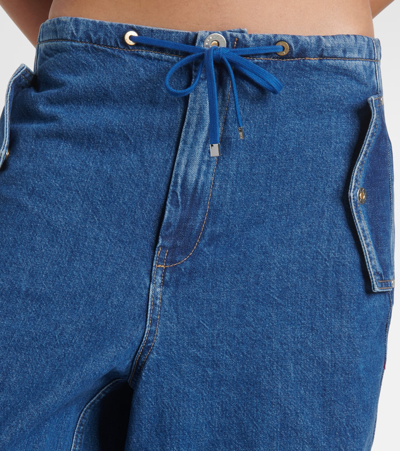 Dion Lee Parachute Mid-rise Wide-leg Jeans In Blue