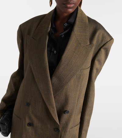 Dries Van Noten Double-breasted Cotton-blend Blazer In Yellow