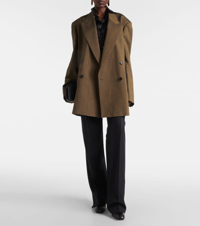 Dries Van Noten Double-breasted Cotton-blend Blazer In Yellow
