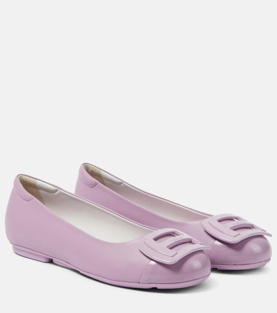 Shop Hogan H661 Leather Ballet Flats In Pink