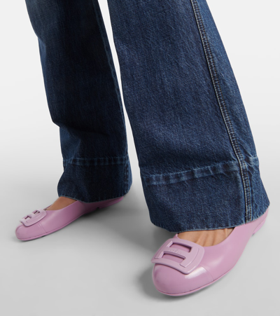 Hogan Logo Plaque Ballerina Flats In Pink