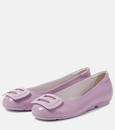 Hogan Logo Plaque Ballerina Flats In Pink