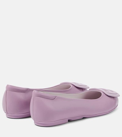 Hogan Logo Plaque Ballerina Flats In Pink