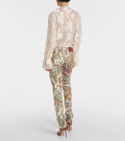 Shop Etro Paisley Mid-rise Slim Jeans In Multicoloured