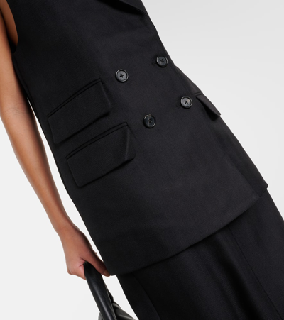 Shop Co Pinstriped Wool Vest In Black