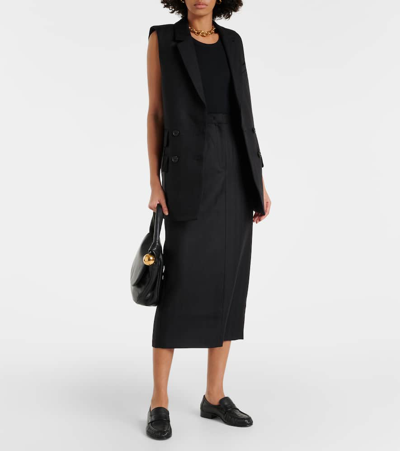 Shop Co Pinstriped Wool Vest In Black