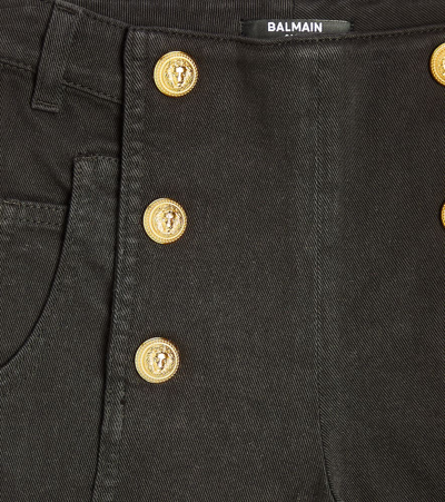 Balmain Button-embellished Cotton-blend Shorts In Black