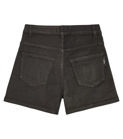 Shop Balmain Button-embellished Cotton-blend Shorts In Black