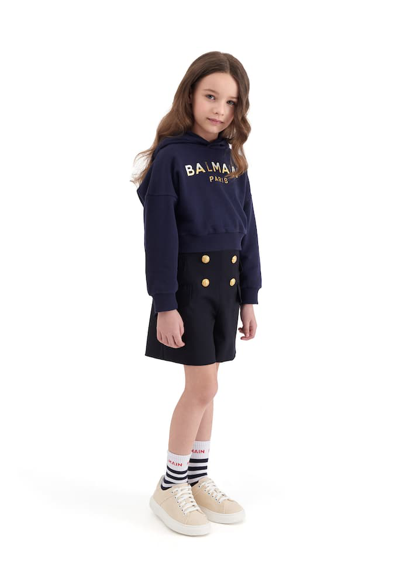 Balmain Button-embellished Cotton-blend Shorts In Black