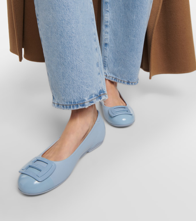 Shop Hogan Leather Ballet Flats In Blue