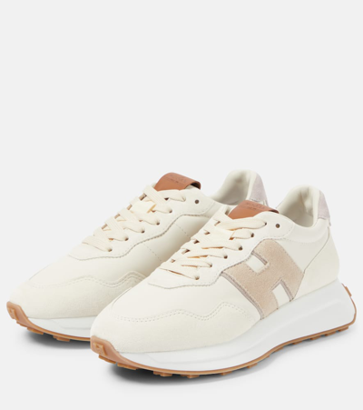 Shop Hogan H641 Suede And Leather Sneakers In Neutrals