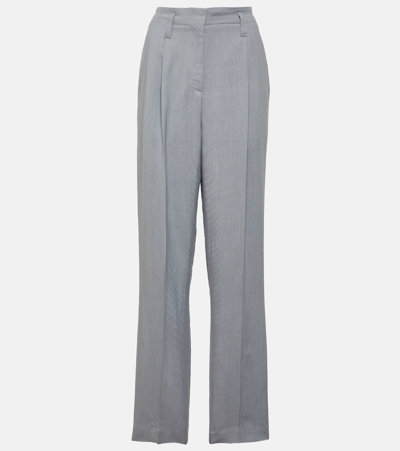 Shop Brunello Cucinelli High-rise Straight Pants In Blue