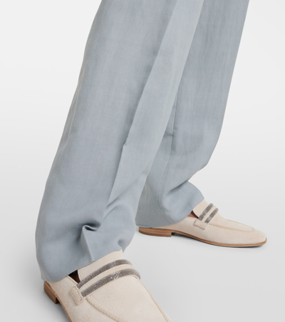 Shop Brunello Cucinelli High-rise Straight Pants In Blue