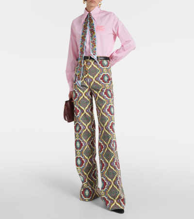 Etro Printed High-rise Wide-leg Jeans In Orange