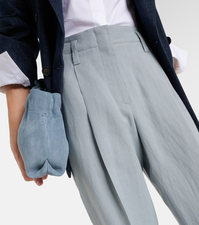 Shop Brunello Cucinelli High-rise Straight Pants In Blue