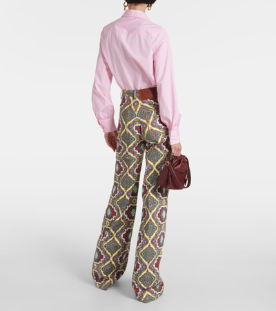 Shop Etro Printed High-rise Wide-leg Jeans In Orange