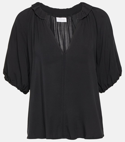 Shop Velvet Alegra Challis Blouse In Black