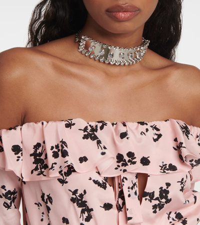 Shop Alessandra Rich Crystal-embellished Choker In Silver