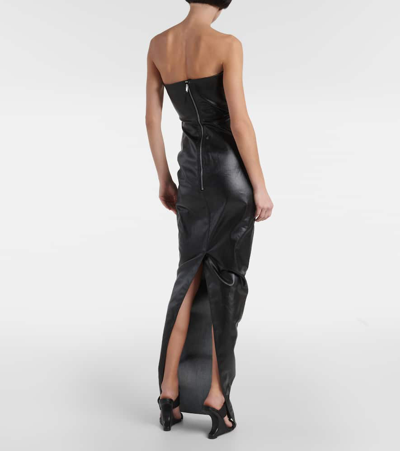 Shop Rick Owens Prong Cutout Coated Denim Gown In Black