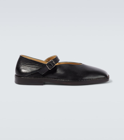 Shop Lemaire Leather Flats In Black