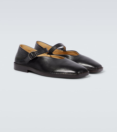 Shop Lemaire Leather Flats In Black