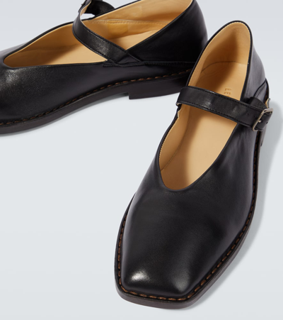 Shop Lemaire Leather Flats In Black