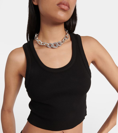 Shop Agolde Ribbed-knit Crop Top In Black