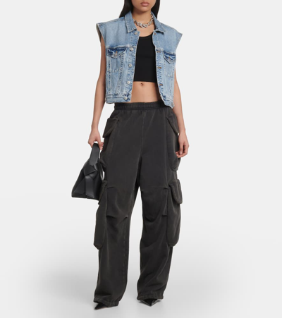 Agolde Ribbed-knit Sleeveless Top In Black